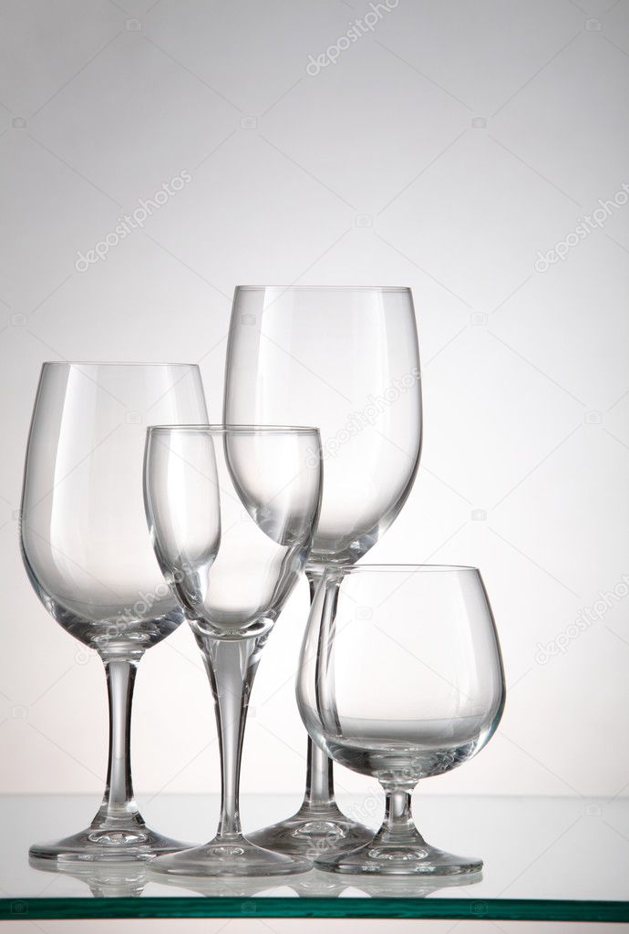 Glassware against black and white background