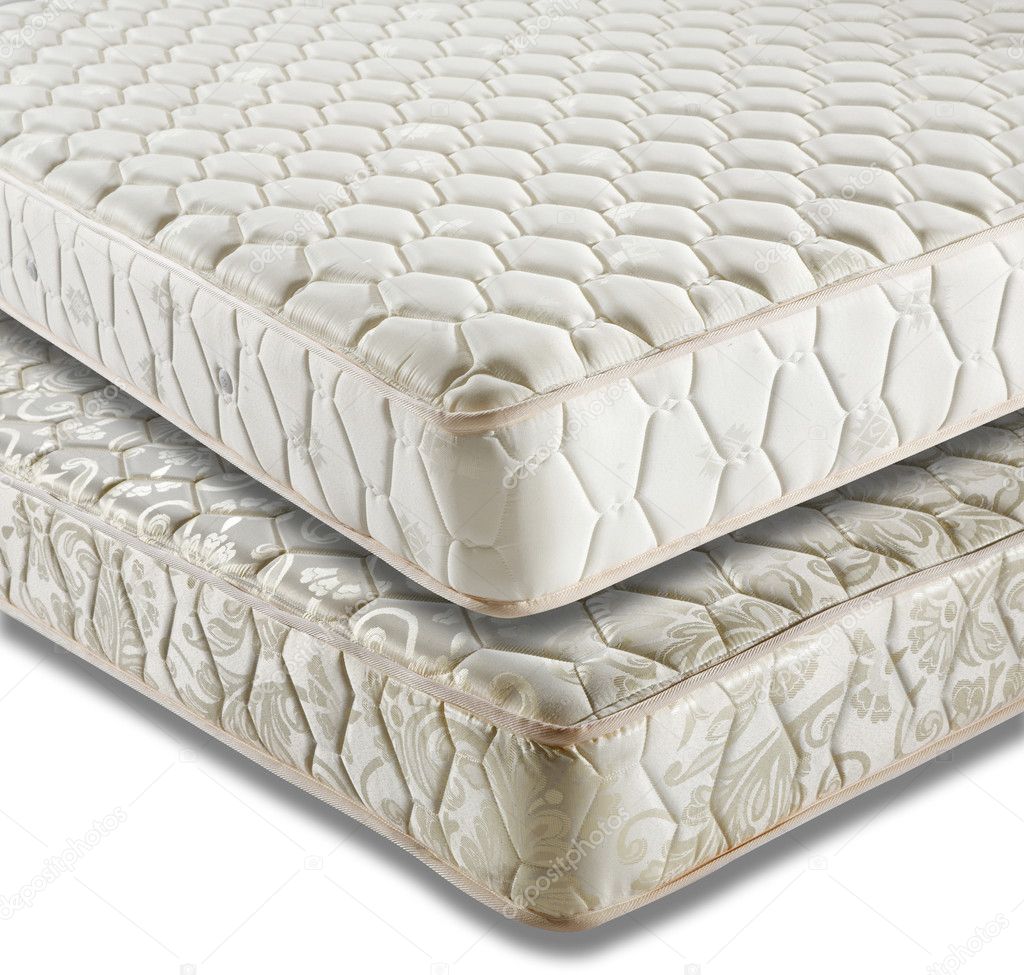 Double spring mattress with white background