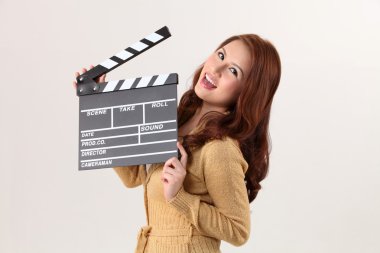 Kız holding film kayrak