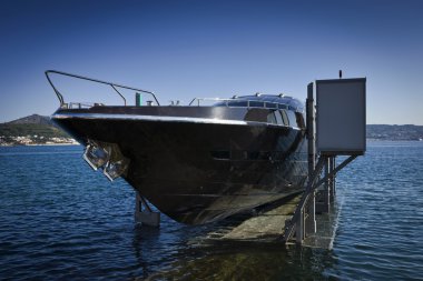 Italy, Baia (Naples), Baia 100 luxury yacht launch (boatyard - Cantieri di Baia) clipart