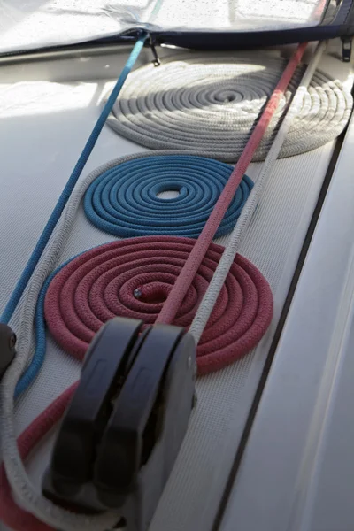 İtalya, Sicilya kanal, yelkenli, deniz halatlar