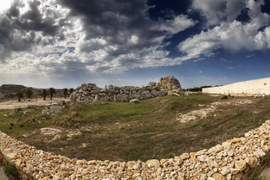 Malta Adası, gozo, ggantija tapınak (m.ö. 3600-3000) kalıntıları megalitik kompleks üç aşamada çiftçiler ve çobanlar inhabiti topluluğu tarafından dikilmiştir