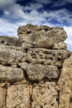 Malta Adası, gozo, ggantija tapınak (m.ö. 3600-3000) kalıntıları megalitik kompleks üç aşamada çiftçiler ve çobanlar inhabiti topluluğu tarafından dikilmiştir