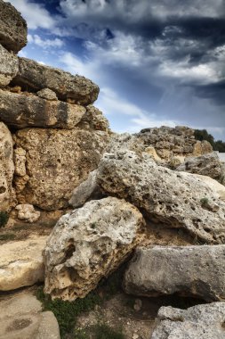 Malta Adası, gozo, ggantija tapınak (m.ö. 3600-3000) kalıntıları megalitik kompleks üç aşamada çiftçiler ve çobanlar inhabiti topluluğu tarafından dikilmiştir