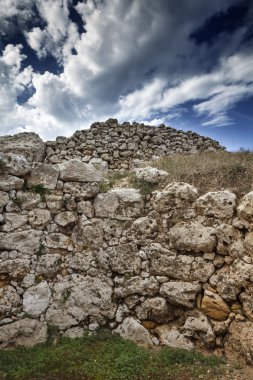 Malta Adası, gozo, ggantija tapınak (m.ö. 3600-3000) kalıntıları megalitik kompleks üç aşamada çiftçiler ve çobanlar inhabiti topluluğu tarafından dikilmiştir