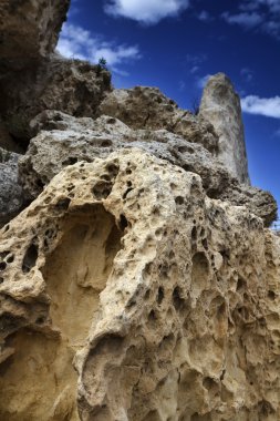 Malta Adası, gozo, ggantija tapınak (m.ö. 3600-3000) kalıntıları megalitik kompleks üç aşamada çiftçiler ve çobanlar inhabiti topluluğu tarafından dikilmiştir