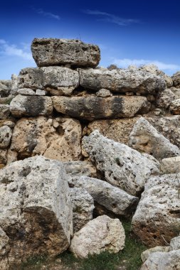 Malta Adası, gozo, ggantija tapınak (m.ö. 3600-3000) kalıntıları megalitik kompleks üç aşamada çiftçiler ve çobanlar inhabiti topluluğu tarafından dikilmiştir