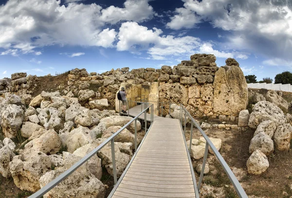 Malta Island, Gozo, the ruins of Ggantija Temples (3600-3000 BC), the megalithic complex was erected in three stages by the community of farmers and herders inhabiti — Stock Photo, Image