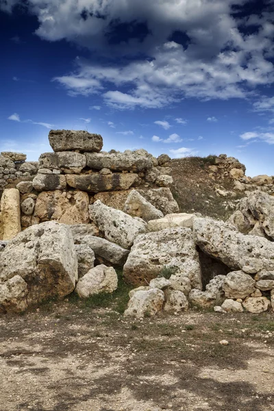 Malta Island, Gozo, the ruins of Ggantija Temples (3600-3000 BC), the megalithic complex was erected in three stages by the community of farmers and herders inhabiti — Stock Photo, Image