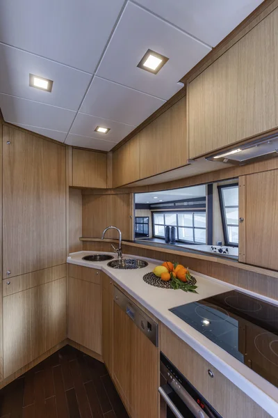 Italy, Naples, Abacus 70 luxury yacht, dinette, kitchen area