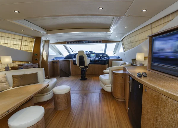 Włochy, alfamarine 78 luksusowy jacht, jadalnia — Zdjęcie stockowe