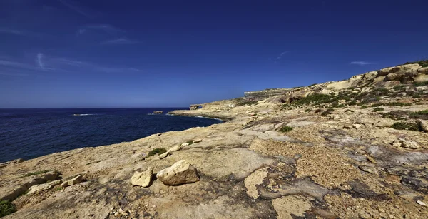 Panoramic view of the rocky coastline near the Azure Window Rock — Stock Photo, Image