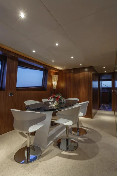 Italy, Viareggio, 82' luxury yacht, dinette, dining table — Stock Photo, Image