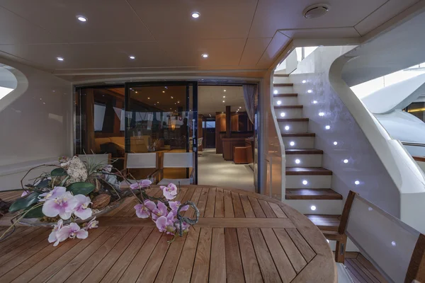 Italy, Viareggio, 82 'luxury yacht, stern deck — стоковое фото
