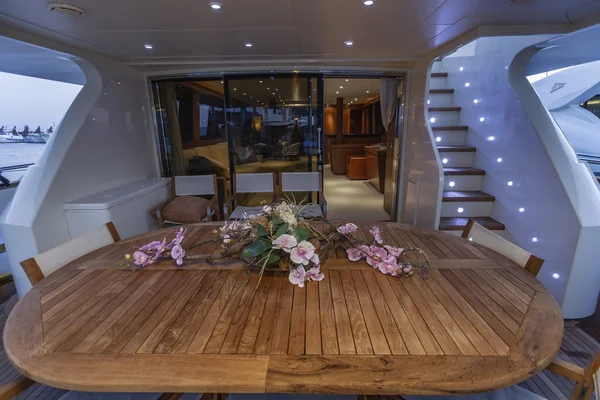 Italy, Viareggio, 82' luxury yacht, stern deck — Stock Photo, Image