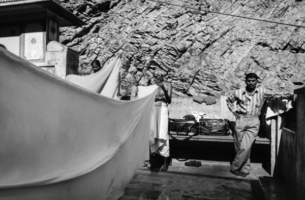 Índia, Rajastão, Jaipur, Templo de Galtaji, homem indiano velho — Fotografia de Stock