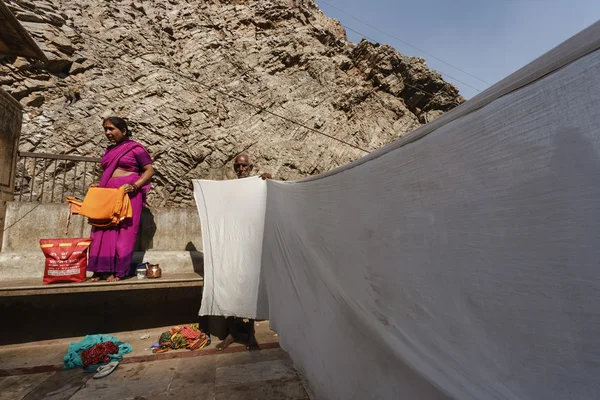 Indien, rajasthan, jaipur, galtaji templet, gamla indiska man — Stockfoto