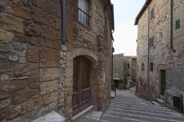 İtalya, Toskana, pitigliano şehir, eski taş evleri