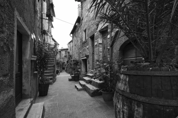 意大利，托斯卡纳，皮蒂利亚诺镇老石头房子 — 图库照片