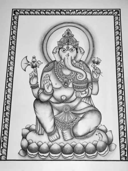 Religious hindu Ganesh God painting — Stock Photo, Image