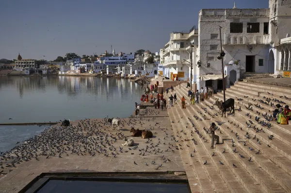 View of the town and the sacred lake — Stock Photo, Image