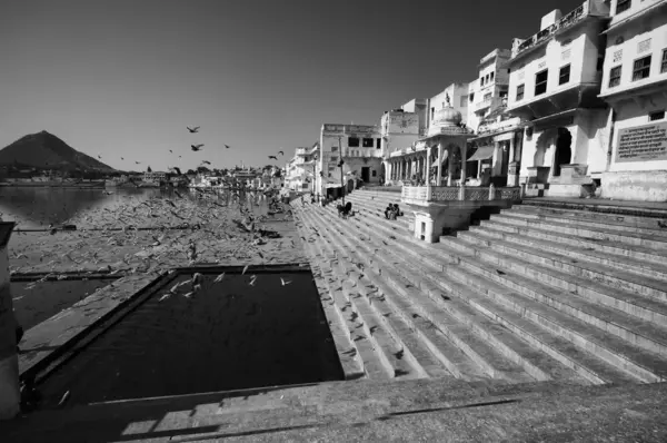 View of the town and the sacred lake — Stock Photo, Image