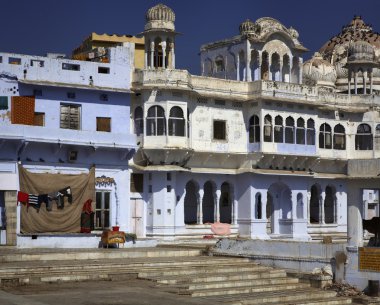 Hindistan, rajasthan, pushkar, eski özel evin cephe