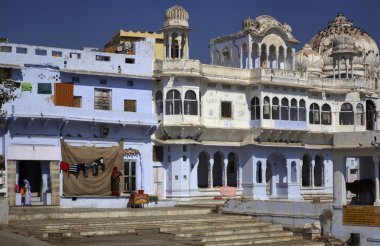 Hindistan, rajasthan, pushkar, eski özel evin cephe