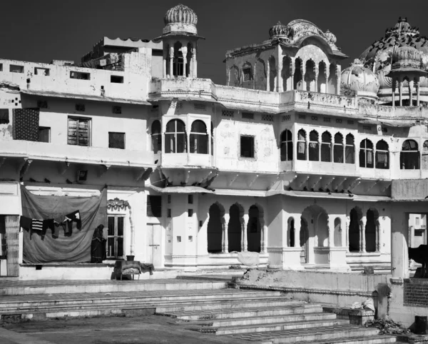 India, Rajasthan, Pushkar, vecchia facciata della casa privata — Foto Stock