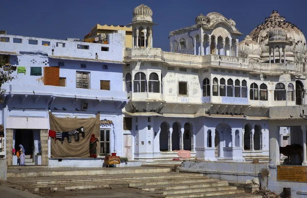 Indie, Radżastan, pushkar, prywatny dom fasada budynku — Zdjęcie stockowe