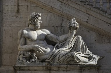 Italy, Rome, Campidoglio Square, roman statue clipart
