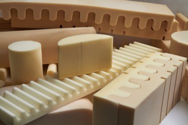 Italy, foam rubber shapes in a foam rubber factory clipart