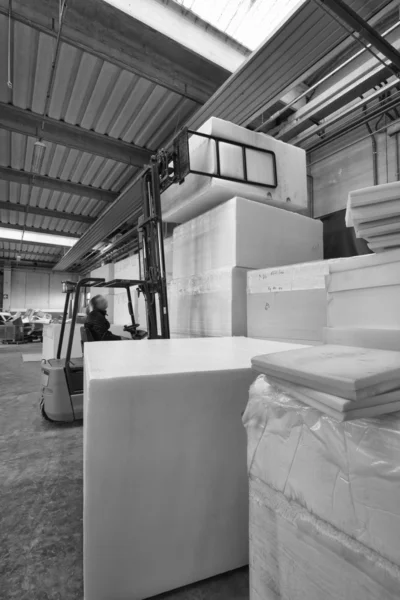 Foam rubber shapes in a foam rubber factory — Stock Photo, Image