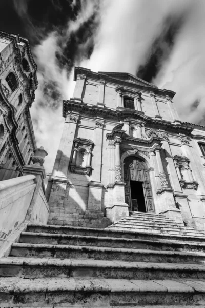 Baroque S. Francesco Church facade and SS. Salvatore Basilica and Monastery — Stock Photo, Image