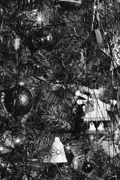 Christmas tree lights and decorations — Stock Photo, Image