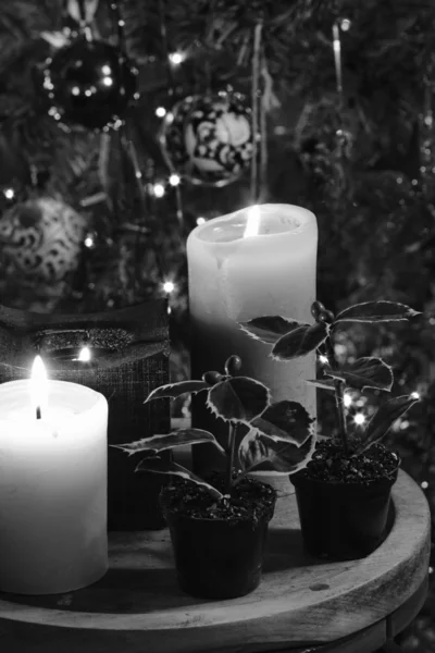 ろうそく、クリスマス ツリーの装飾 — ストック写真