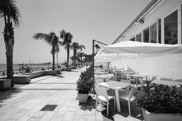 Blick auf die Strandpromenade mit Palmen — Stockfoto