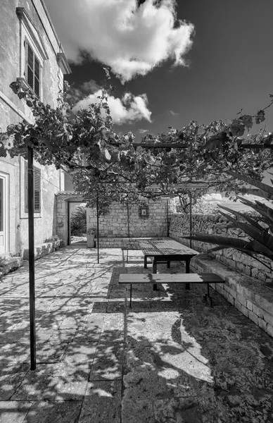 Italy Sicily Modica Ragusa Province Countryside Side Patio Table Seats — Stock Photo, Image