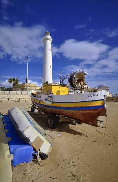 Talya Sicilya Akdeniz Punta Secca Ragusa Eyaleti Deniz Feneri Balıkçı — Stok fotoğraf
