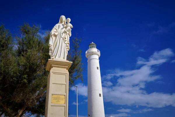 Italien Sizilien Mittelmeer Punta Secca Provinz Ragusa Madonnenstatue Hafen Und — Stockfoto
