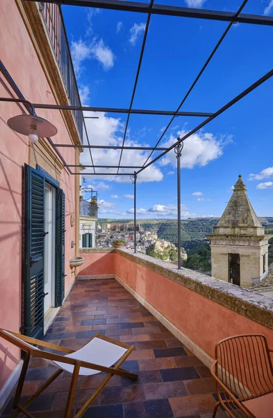 Italy Sicily Ragusa Ibla View Old House Balcony Baroque Town — Stock Photo, Image