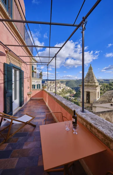 Italy Sicily Ragusa Ibla View Old House Balcony Baroque Town — стоковое фото