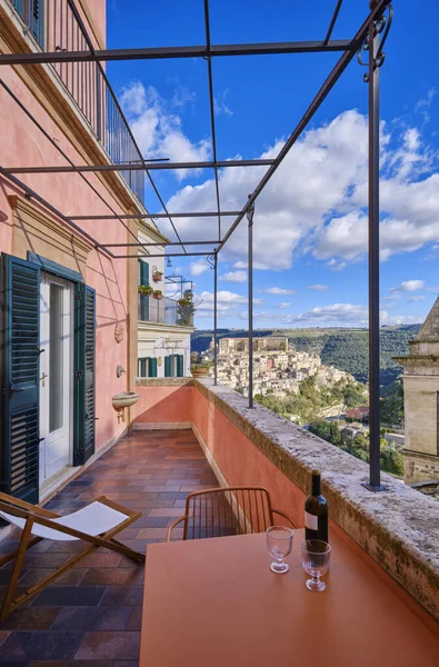 Italy Sicily Ragusa Ibla View Old House Balcony Baroque Town — Foto Stock