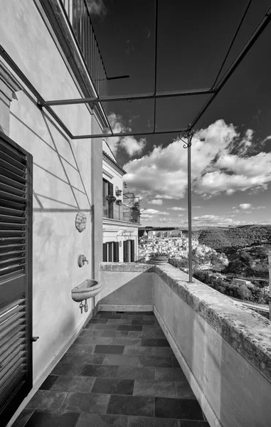 Italy Sicily Ragusa Ibla View Old House Balcony Baroque Town — стоковое фото