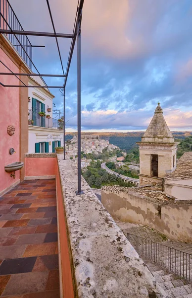 Italy Sicily Ragusa Ibla View Old House Balcony Baroque Town — стоковое фото