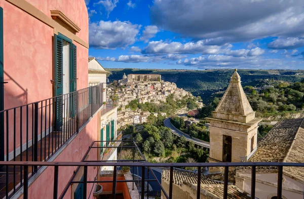 Italy Sicily Ragusa Ibla View Old House Balcony Baroque Town — Foto Stock