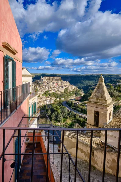 Italy Sicily Ragusa Ibla View Old House Balcony Baroque Town — стоковое фото