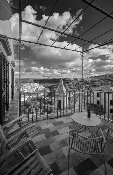 Itálie Sicílie Ragusa Ibla Pohled Starý Dům Balkon Barokní Město — Stock fotografie