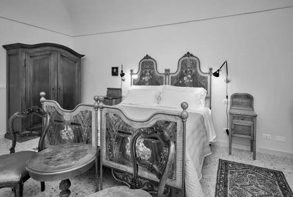 Italia Sicilia Ragusa Decembrie 2021 Apartament Dormitor Editorial — Fotografie, imagine de stoc