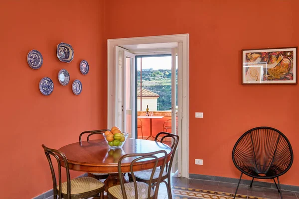 Italy Sicily Modica Ragusa Province December 2021 Apartment Living Room — Zdjęcie stockowe
